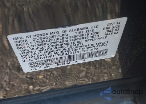 2014 Acura Mdx Technology Package из США, поврежденный, VIN 5FRYD4H43EB039128